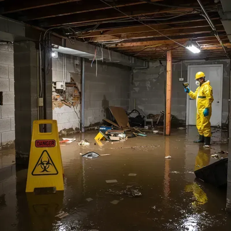 Flooded Basement Electrical Hazard in Goreville, IL Property